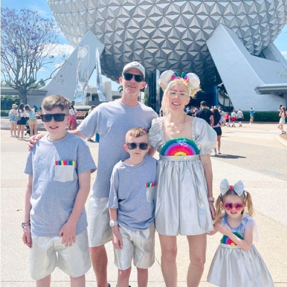 New York Couture *One of a Kind* Handmade Retro 80’s Epcot Puff Sleeve Dress - Picture 3 of 9